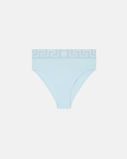 Versace Blue Cotton-Jersey High-Waist Briefs