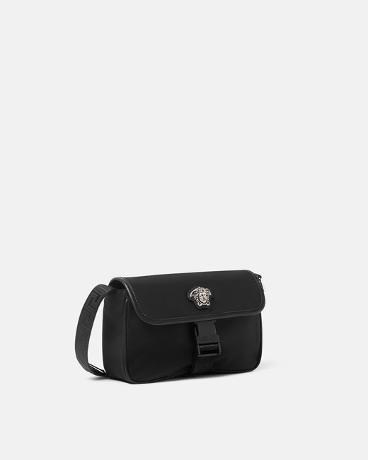 Versace Black La Medusa Nylon Mini Messenger Bag for men