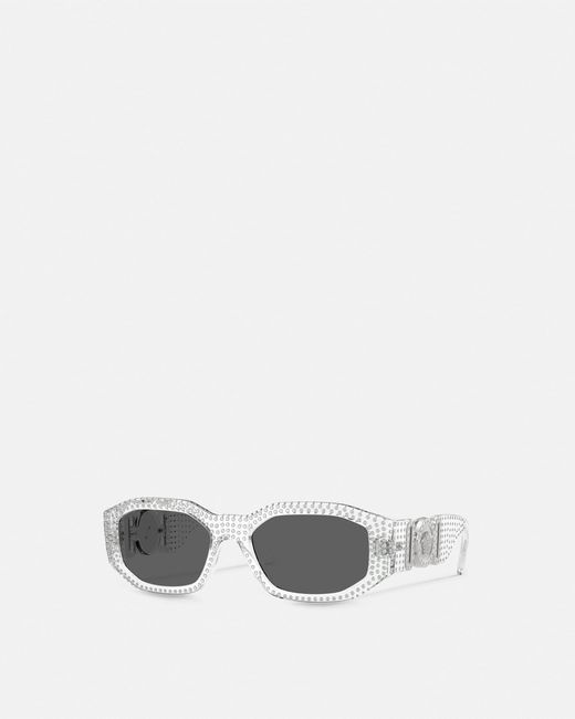 Versace White Lunettes De Soleil Medusa Biggie Avec Cristaux for men