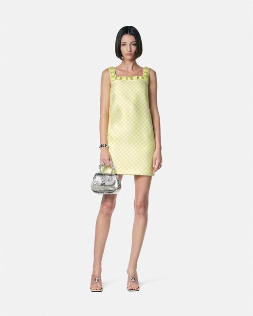 Versace Yellow Contrasto Duchesse Shift Mini Dress
