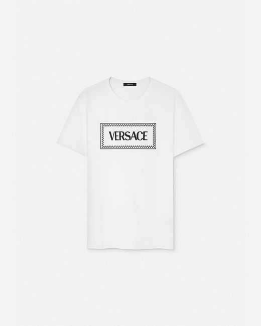 Versace White Embroidered '90s Vintage Logo T-shirt