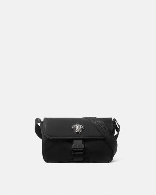Versace Black La Medusa Nylon Mini Messenger Bag for men