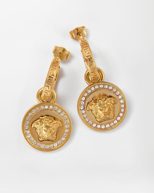 Versace White La Medusa Crystal Earrings