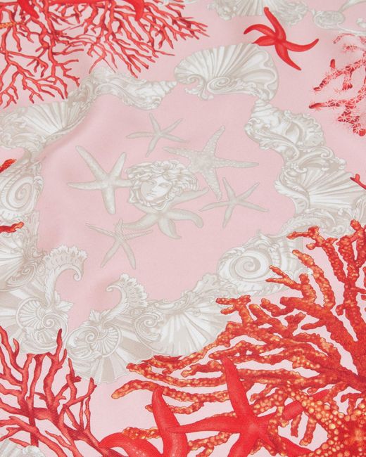 Versace Pink Barocco Sea Silk Foulard 70 Cm