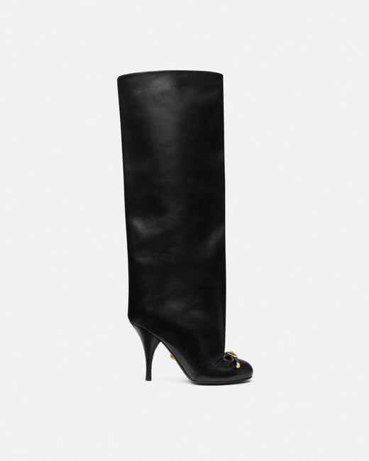 Versace Black Opera Bow Knee-High Boots 105 Mm