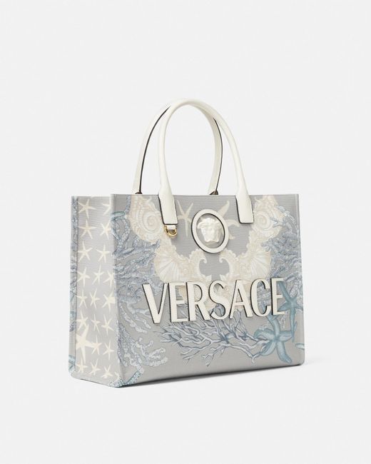 Versace Gray La Medusa Barocco Sea Canvas Tote Bag