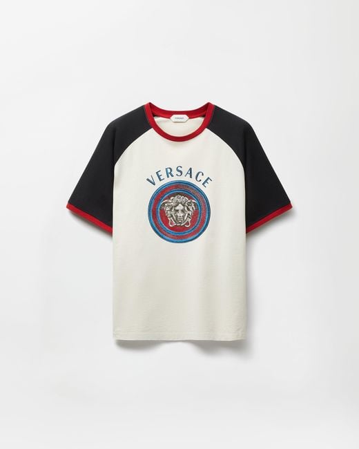 Versace White Printed Cotton-Jersey Regular T-Shirt for men