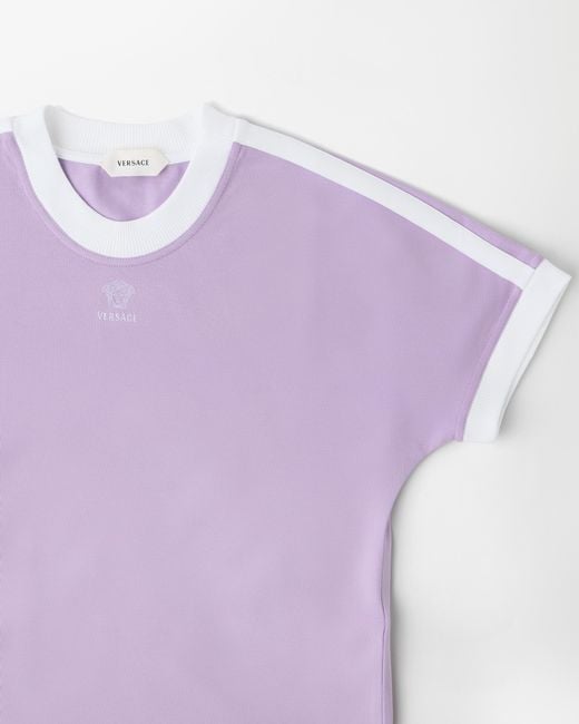 Versace Purple Embroidered-Logo Stretch Cotton-Jersey T-Shirt