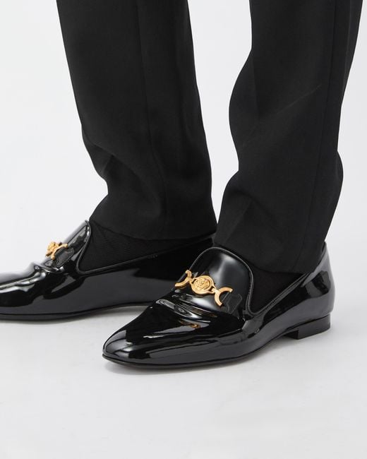 Versace White Gala Patent Slippers