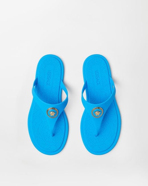 Versace Blue Alia Rubber Flat Sandals