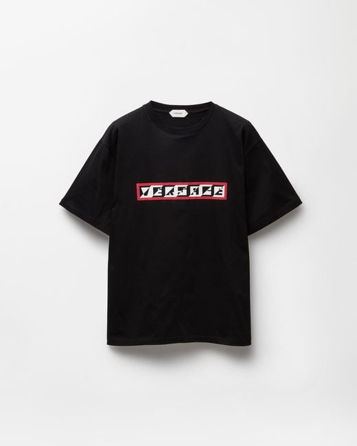 Versace Black Printed Cotton-Jersey Regular T-Shirt for men