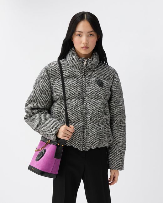 Versace Gray Wool Bouclé Padded Jacket