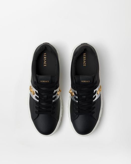 Versace White Greca Embellished Sneakers for men