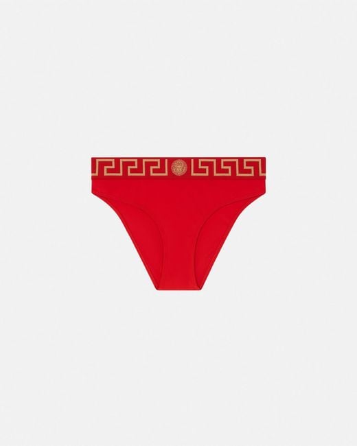Versace Red Econyl Bikini Bottoms