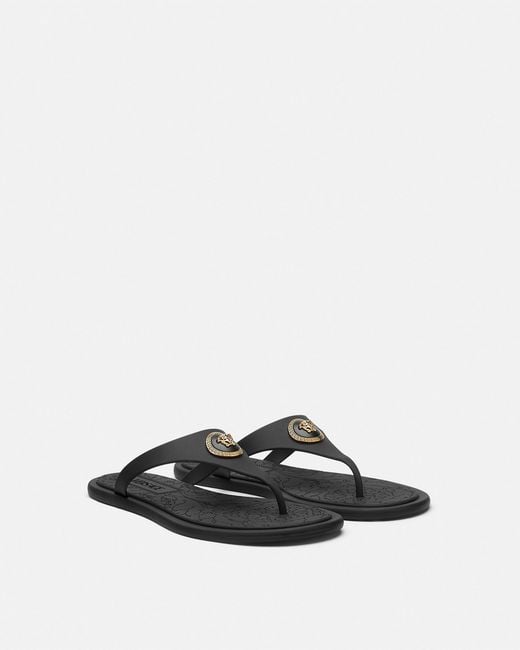 Versace White Alia Rubber Flat Sandals