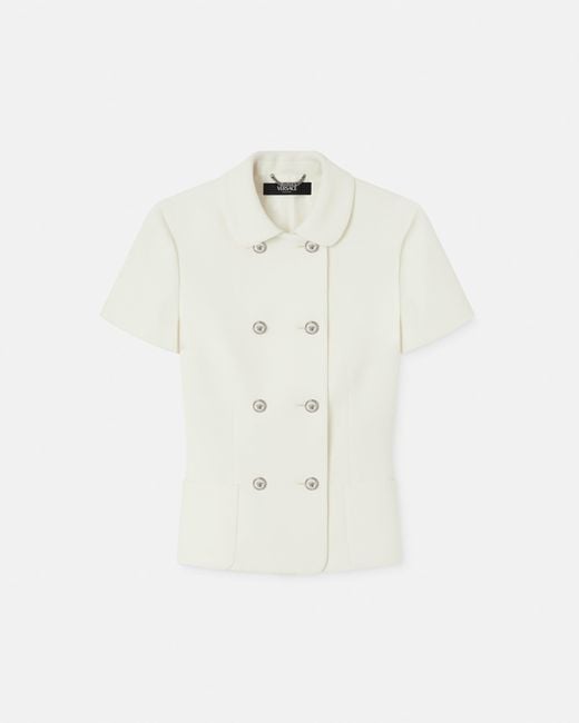 Versace White Double-Wool Crêpe Fitted Jacket