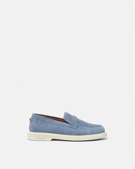 Versace Blue Giuliano Suede Loafers for men