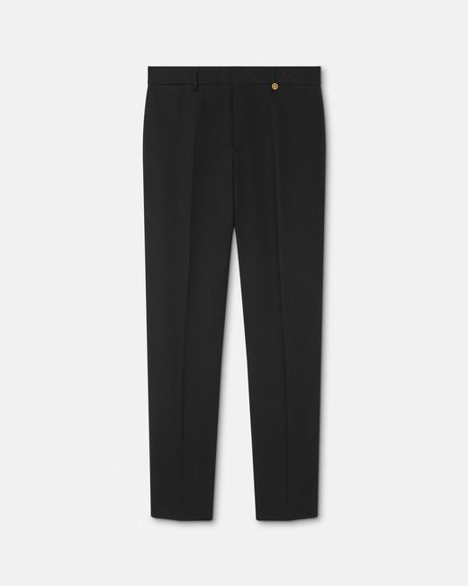 Versace Black Wool Tapered Formal Pants for men