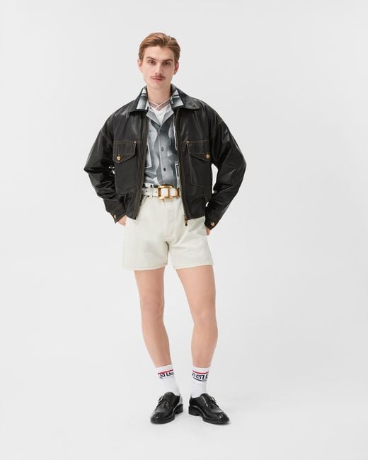 Versace White Denim Shorts for men