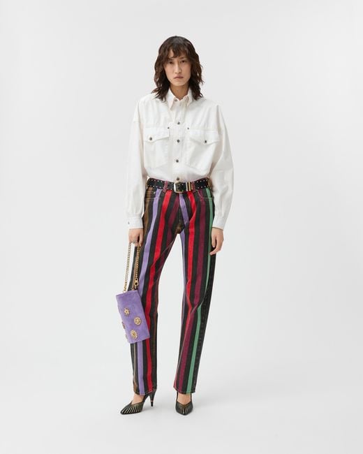 Vaqueros Rectos Con Rayas Versace de color Red