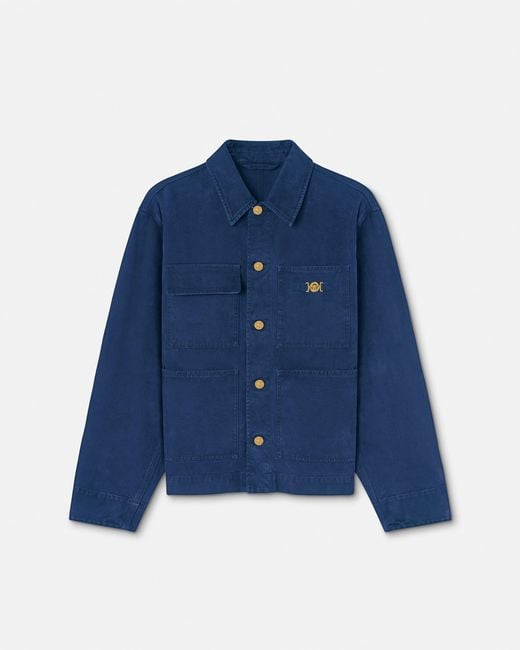 Versace Blue Overdyed Canvas Carpenter Jacket for men