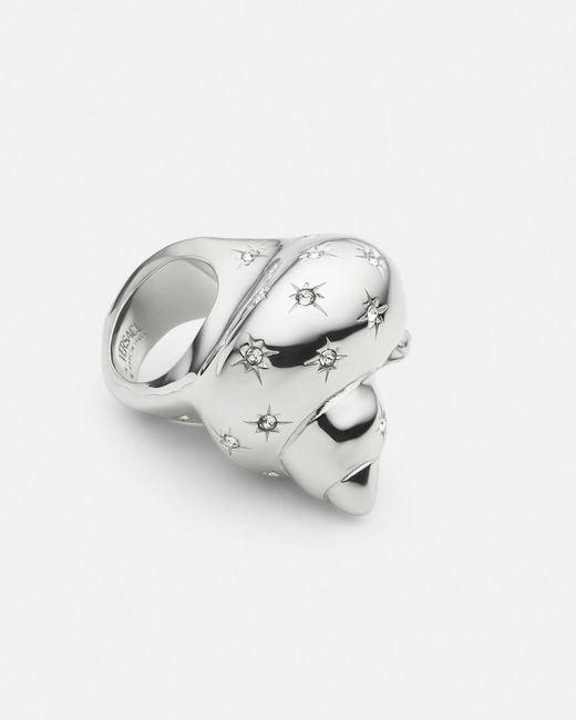 Versace White Crystal Icons De La Mer Ring