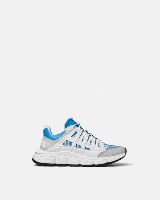 Versace Blue Barocco Jacquard Trigreca Sneakers for men