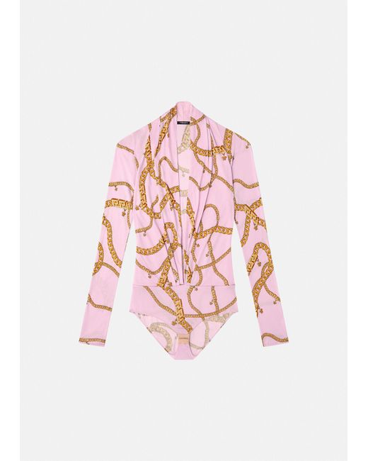 Versace Synthetic Chain Bodysuit in Pink+Yellow (Pink) Lyst