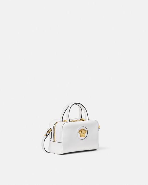 Versace White La Medusa Leather Mini Boston Bag