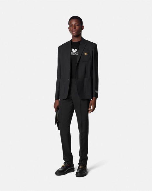 Versace Black Printed Cotton-Jersey T-Shirt for men