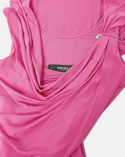 Versace Pink Safety Pin Gathered Gown