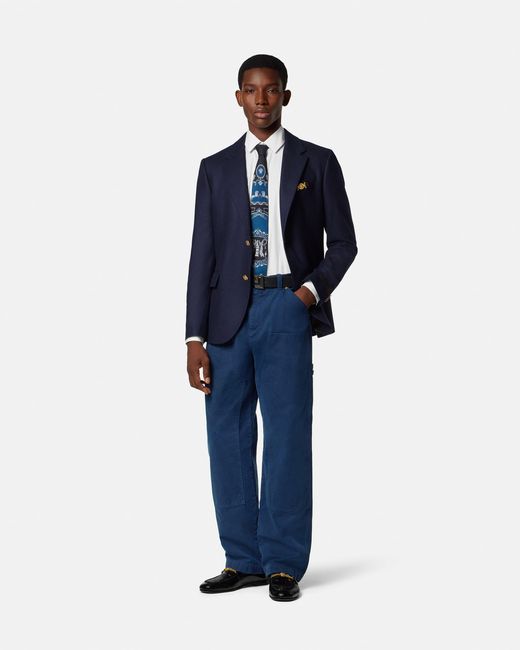 Versace Blue Overdyed Canvas Carpenter Pants for men