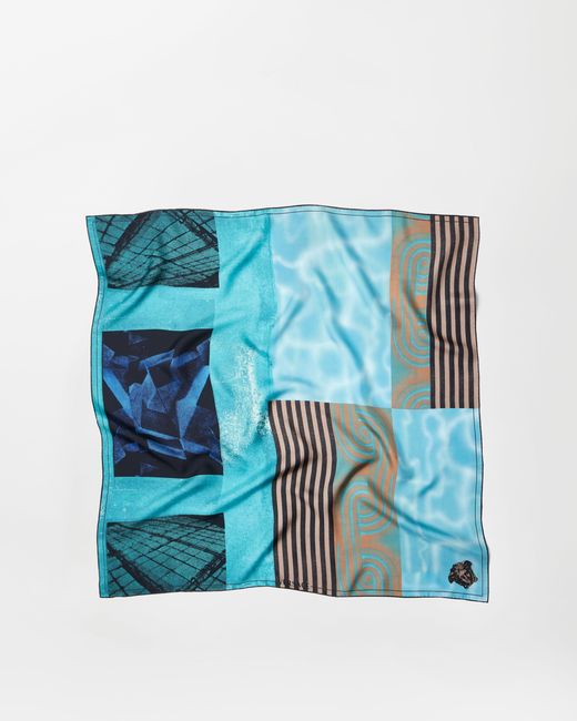 Versace Blue Printed Silk Twill Scarf 90 Cm