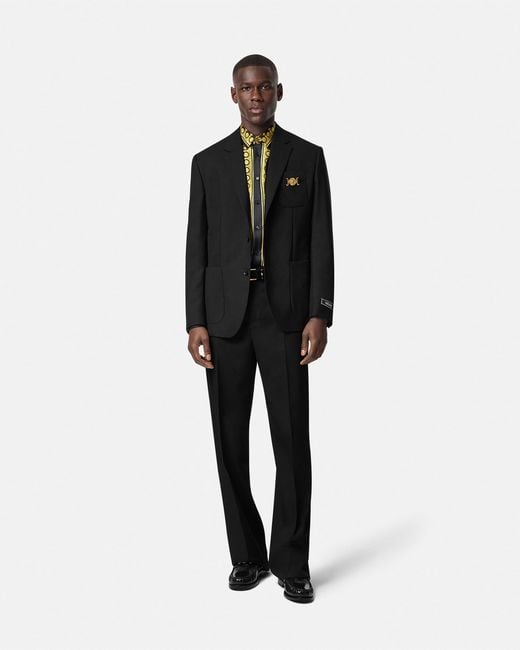 Versace Black Wool Slim Blazer for men