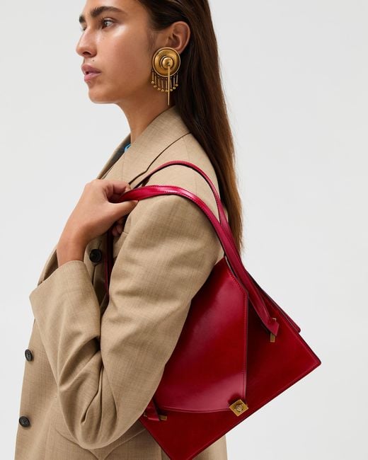 Versace Red Severine Leather Shoulder Bag