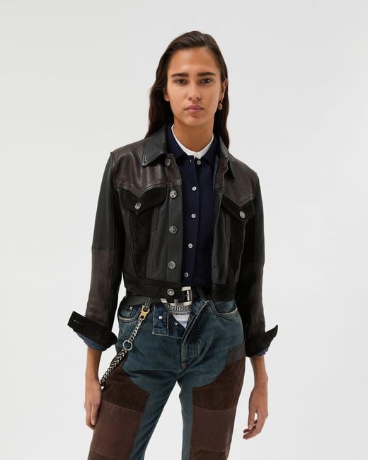 Versace Black Leather Slim Blouson