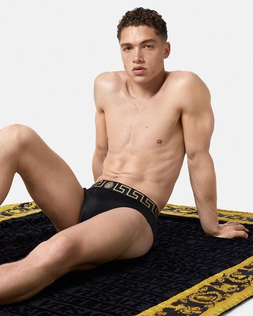 Versace Black Nylon-Blend Swim Briefs for men
