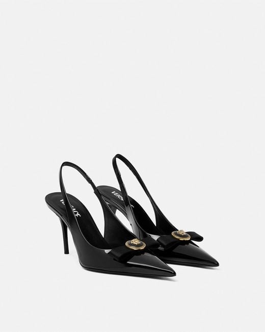 Versace White Gianni Ribbon Patent Slingbacks 85 Mm