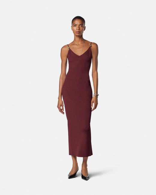 Versace Purple Viscose Knit Midi Dress