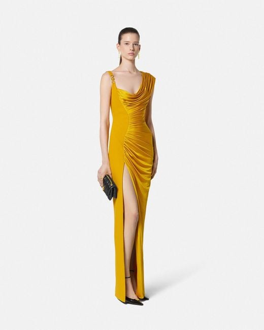 Vestido Drapeado Medusa '95 Versace de color Yellow