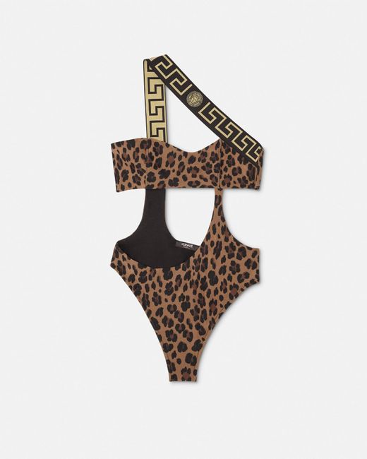 Versace White Maillot De Bain Une-pièce Leopard