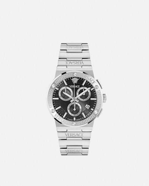 Versace White Greca Logo Chrono Watch for men