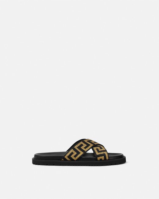 Versace White Jacquard Nappa Sandals for men