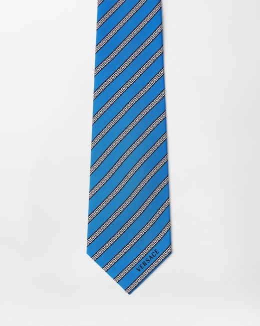 Versace Blue Printed Silk Twill Tie for men