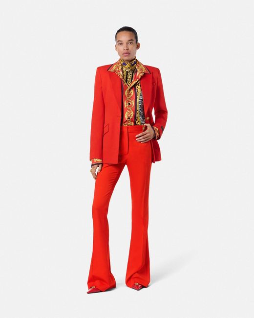 Versace Red Wool Dv Pants