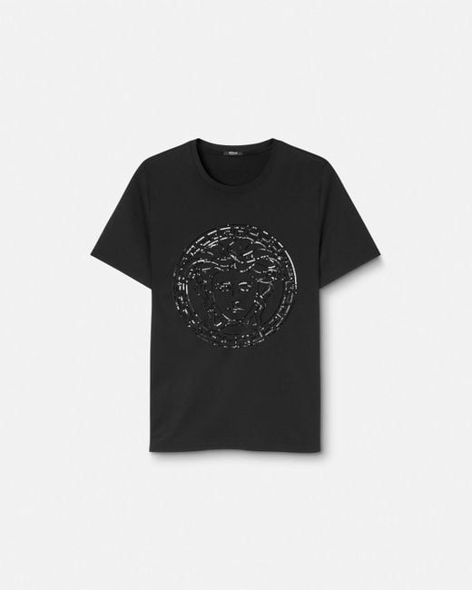 Versace Black Embellished Medusa T-shirt