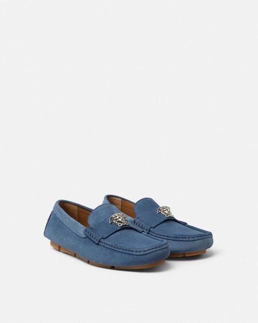 Versace Blue Suede Loafers for men