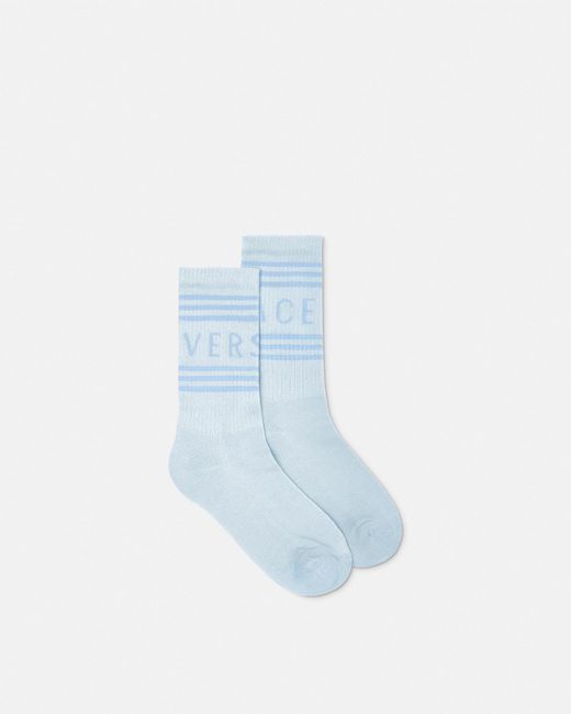 Versace Blue 90s Vintage Logo Socks