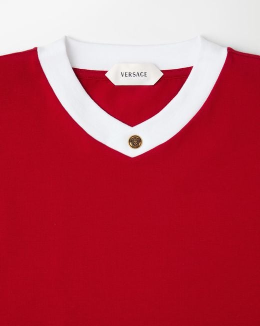 Versace Red Stretch Cotton-Jersey Slim T-Shirt for men