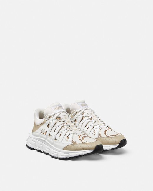Versace White Barocco Jacquard Trigreca Sneakers for men